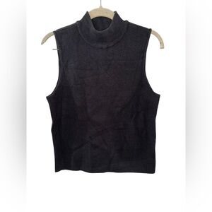 Marled Black Turtleneck Sleeveless Sweater